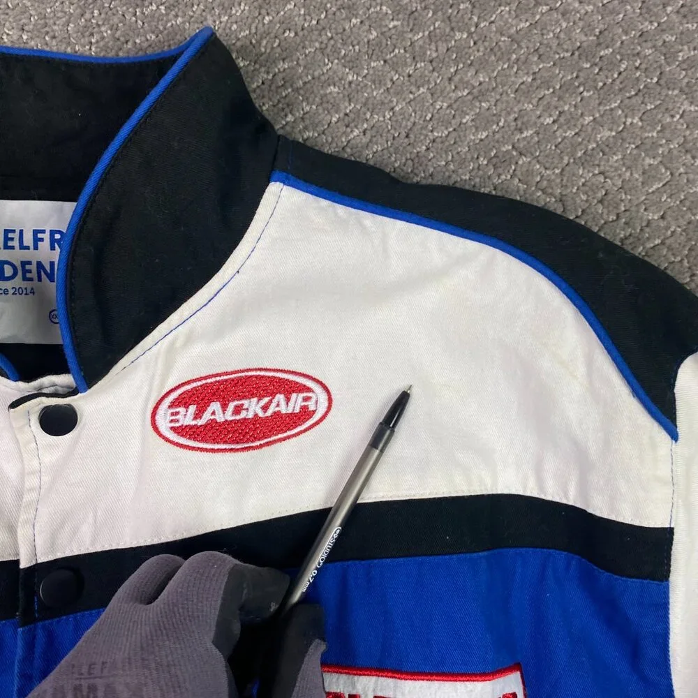 Aelfric Eden Black Blue White Racing Bomber Jacket - Picture 3 of 12
